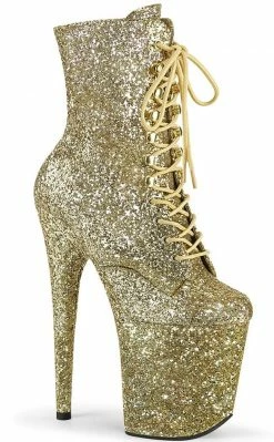 Pleaser Pole Shoes FLAMINGO-1020GWR Gold Glitter Boots