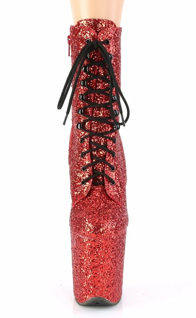 Pleaser FLAMINGO-1020GWR Red Glitter Boots Pole Shoes 4 Pleaser FLAMINGO-1020GWR Red Glitter Boots Pole Shoes