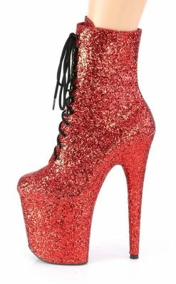 Pleaser FLAMINGO-1020GWR Red Glitter Boots Pole Shoes 9 Pleaser FLAMINGO-1020GWR Red Glitter Boots Pole Shoes