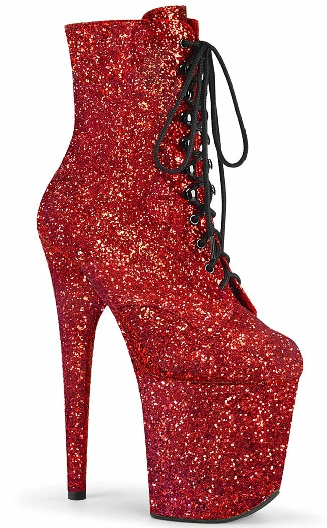 Pleaser FLAMINGO-1020GWR Red Glitter Boots Pole Shoes 3 Pleaser FLAMINGO-1020GWR Red Glitter Boots Pole Shoes