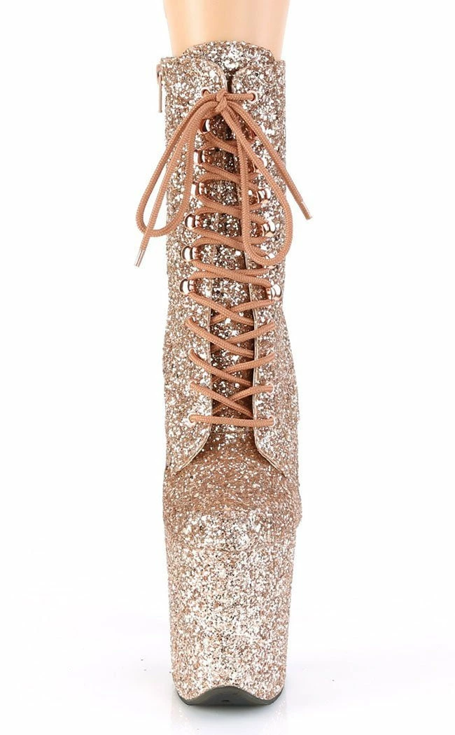 Pleaser FLAMINGO-1020GWR Rose Gold Glitter Boots 4 Pleaser FLAMINGO-1020GWR Rose Gold Glitter Boots