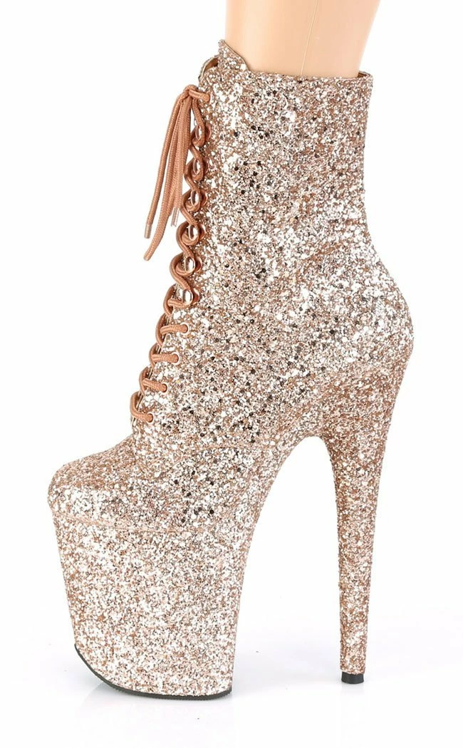 Pleaser FLAMINGO-1020GWR Rose Gold Glitter Boots 5 Pleaser FLAMINGO-1020GWR Rose Gold Glitter Boots