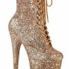 Pleaser FLAMINGO-1020GWR Rose Gold Glitter Boots