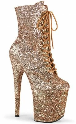 Pleaser FLAMINGO-1020GWR Rose Gold Glitter Boots