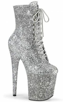 Pleaser Pole Shoes FLAMINGO-1020GWR Silver Glitter Boots