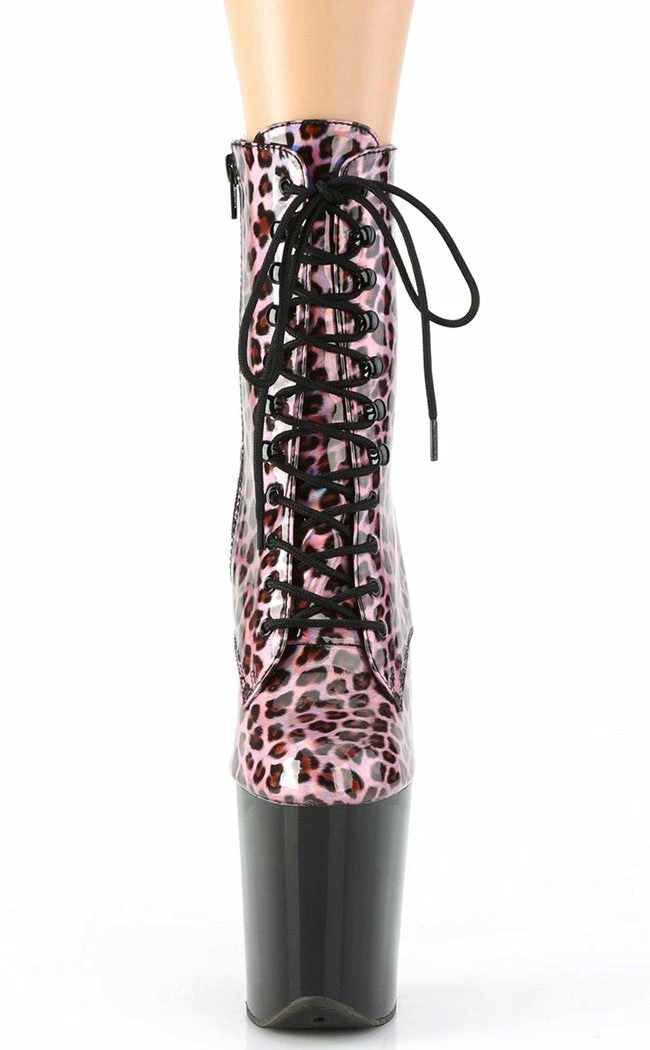 Pleaser FLAMINGO-1020LP Pink Holo Leopard Print/ Black Patent Ankle Boots 4 Pleaser FLAMINGO-1020LP Pink Holo Leopard Print/ Black Patent Ankle Boots