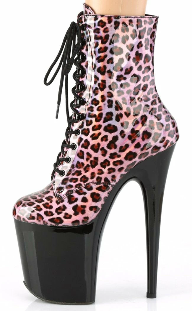 Pleaser FLAMINGO-1020LP Pink Holo Leopard Print/ Black Patent Ankle Boots 5 Pleaser FLAMINGO-1020LP Pink Holo Leopard Print/ Black Patent Ankle Boots