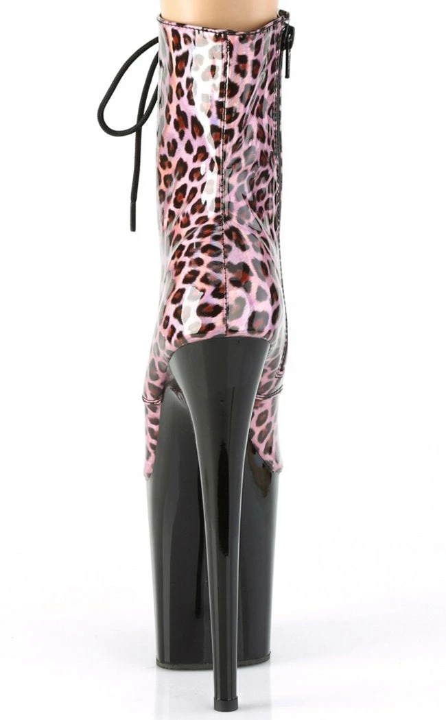 Pleaser FLAMINGO-1020LP Pink Holo Leopard Print/ Black Patent Ankle Boots 6 Pleaser FLAMINGO-1020LP Pink Holo Leopard Print/ Black Patent Ankle Boots
