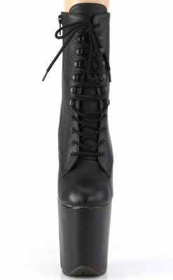 Pleaser Pole Shoes FLAMINGO-1020LWR Black Leather Ankle Boots