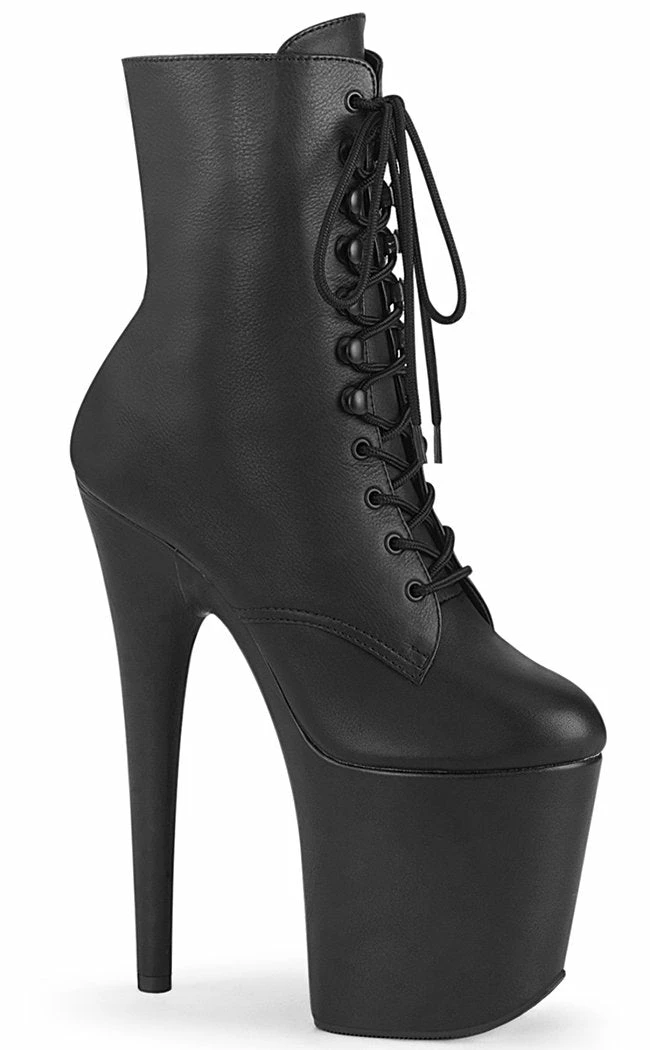 Pleaser Pole Shoes FLAMINGO-1020LWR Black Leather Ankle Boots 3 Pleaser Pole Shoes FLAMINGO-1020LWR Black Leather Ankle Boots