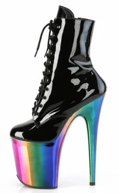 Pleaser FLAMINGO-1020RC Black Patent/Rainbow Chrome Boots