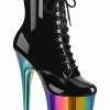 Pleaser FLAMINGO-1020RC Black Patent/Rainbow Chrome Boots