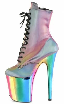 Pleaser FLAMINGO-1020RC Rainbow Reflective Chrome Boots Pole Shoes