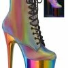 Pleaser FLAMINGO-1020RC Rainbow Reflective Chrome Boots Pole Shoes
