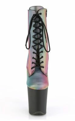 Pleaser FLAMINGO-1020REFL Rainbow Reflective Ankle Boots Pole Shoes