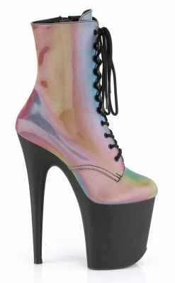 Pleaser FLAMINGO-1020REFL Rainbow Reflective Ankle Boots Pole Shoes