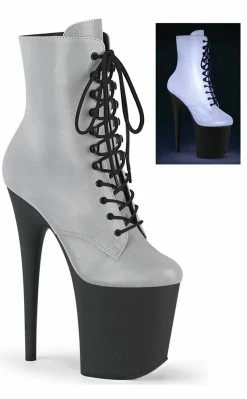 Pleaser FLAMINGO-1020REFL Silver Reflective Boots Pole Shoes