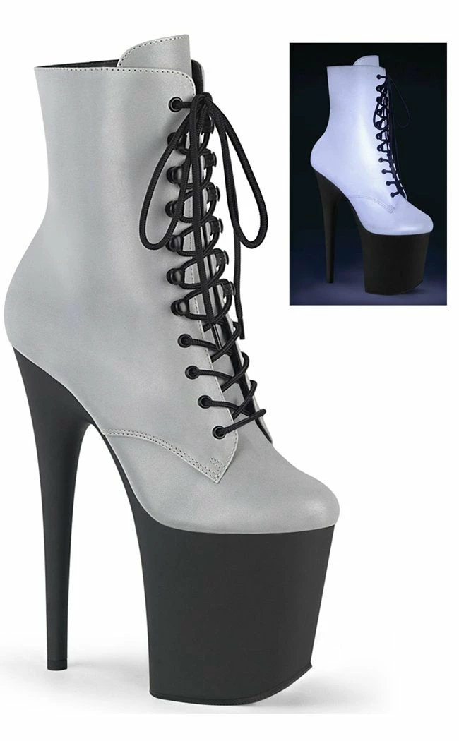 Pleaser FLAMINGO-1020REFL Silver Reflective Boots Pole Shoes 3 Pleaser FLAMINGO-1020REFL Silver Reflective Boots Pole Shoes