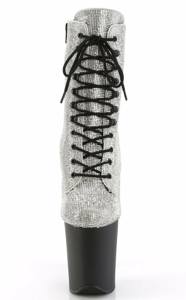 Pleaser FLAMINGO-1020RS Silver Rhinestone/Black Matte Boots 4 Pleaser FLAMINGO-1020RS Silver Rhinestone/Black Matte Boots