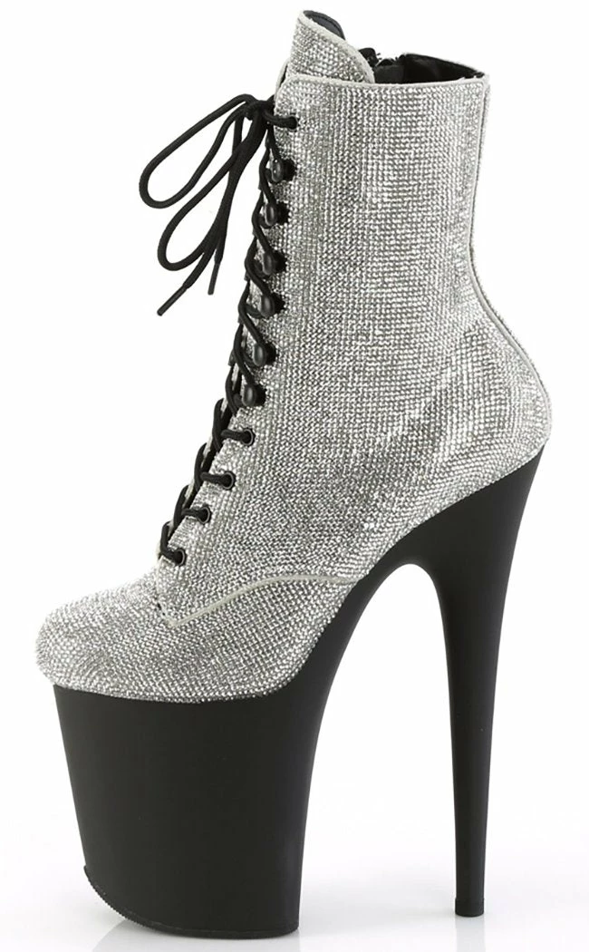 Pleaser FLAMINGO-1020RS Silver Rhinestone/Black Matte Boots 5 Pleaser FLAMINGO-1020RS Silver Rhinestone/Black Matte Boots