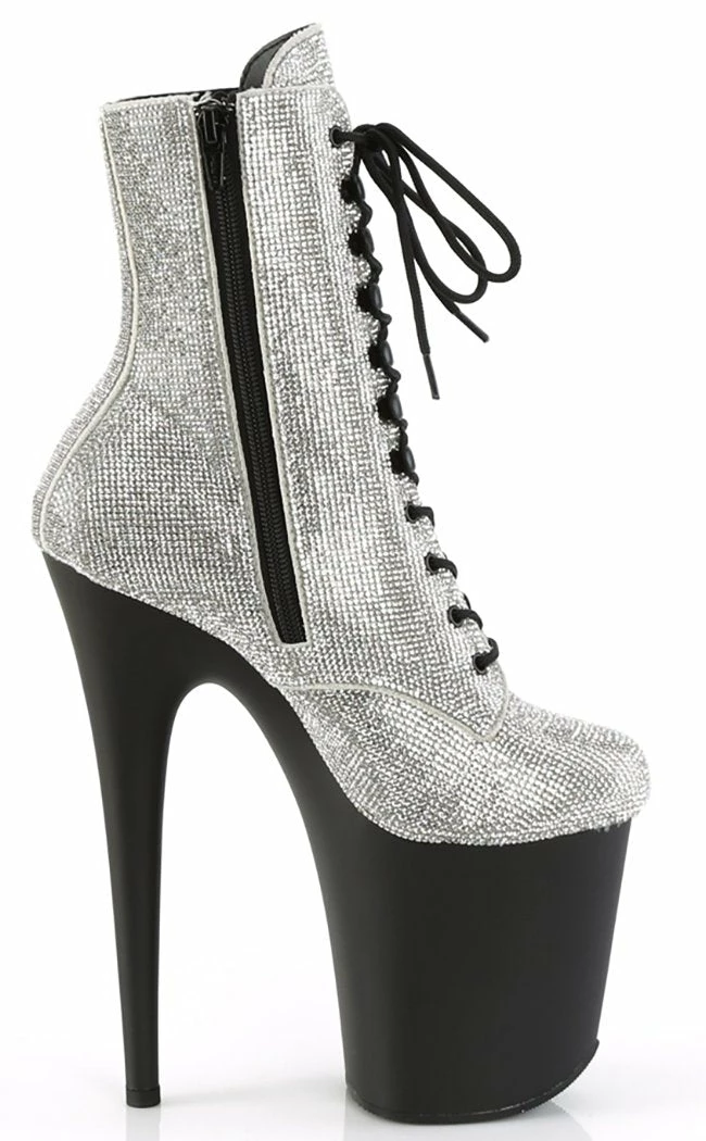 Pleaser FLAMINGO-1020RS Silver Rhinestone/Black Matte Boots 7 Pleaser FLAMINGO-1020RS Silver Rhinestone/Black Matte Boots