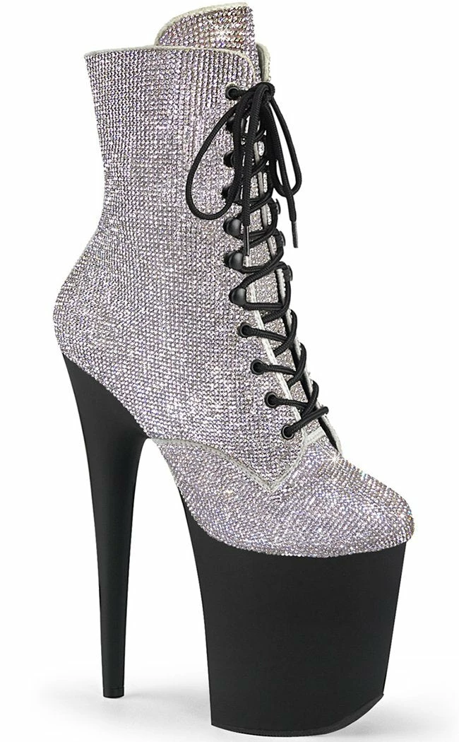 Pleaser FLAMINGO-1020RS Silver Rhinestone/Black Matte Boots 3 Pleaser FLAMINGO-1020RS Silver Rhinestone/Black Matte Boots