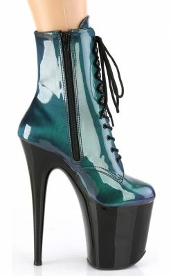 Pleaser FLAMINGO-1020SHG Purple-Green/ Black Ankle Boots