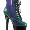 Pleaser FLAMINGO-1020SHG Purple-Green/ Black Ankle Boots