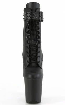 Pleaser FLAMINGO-1020STR Black Matte Ankle Boots