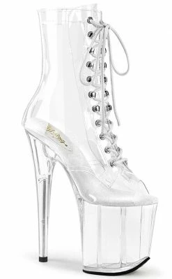 Pleaser Pole Shoes FLAMINGO-1021 Clear Ankle Boots