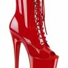 Pleaser Pole Shoes FLAMINGO-1021 Red Patent Ankle Boots