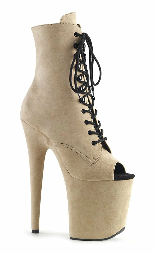 Pleaser FLAMINGO-1021FS Beige Faux Suede Ankle Boots 3 Pleaser FLAMINGO-1021FS Beige Faux Suede Ankle Boots