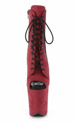 Pleaser FLAMINGO-1021FS Burgundy Faux Suede Ankle Boots