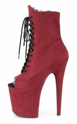 Pleaser FLAMINGO-1021FS Burgundy Faux Suede Ankle Boots