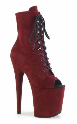 Pleaser FLAMINGO-1021FS Burgundy Faux Suede Ankle Boots