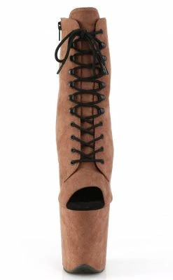 Pleaser FLAMINGO-1021FS Caramel Faux Suede Ankle Boots Pole Shoes
