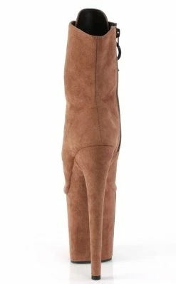 Pleaser FLAMINGO-1021FS Caramel Faux Suede Ankle Boots Pole Shoes