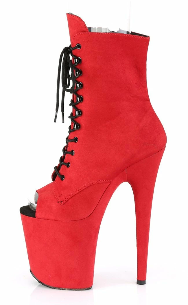 Pleaser Pole Shoes FLAMINGO-1021FS Red Faux Suede Ankle Boots 5 Pleaser Pole Shoes FLAMINGO-1021FS Red Faux Suede Ankle Boots