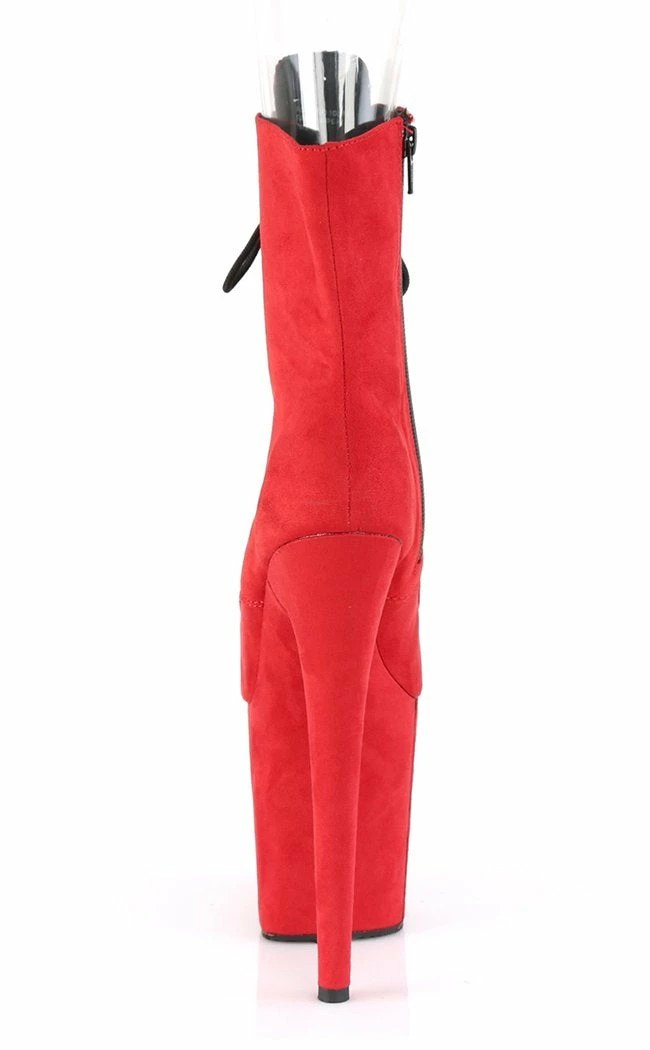 Pleaser Pole Shoes FLAMINGO-1021FS Red Faux Suede Ankle Boots 6 Pleaser Pole Shoes FLAMINGO-1021FS Red Faux Suede Ankle Boots