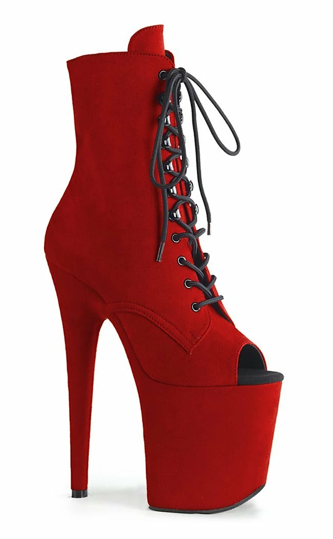 Pleaser Pole Shoes FLAMINGO-1021FS Red Faux Suede Ankle Boots 3 Pleaser Pole Shoes FLAMINGO-1021FS Red Faux Suede Ankle Boots