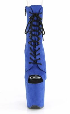 Pleaser Pole Shoes FLAMINGO-1021FS Royal Blue Faux Suede Ankle Boots