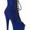 Pleaser Pole Shoes FLAMINGO-1021FS Royal Blue Faux Suede Ankle Boots