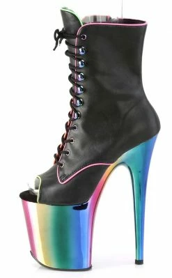 Pleaser Pole Shoes FLAMINGO-1021RC-02 Black Matte/Rainbow Chrome Boots 9 Pleaser Pole Shoes FLAMINGO-1021RC-02 Black Matte/Rainbow Chrome Boots