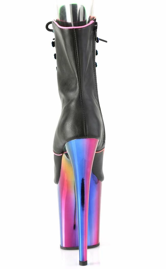 Pleaser Pole Shoes FLAMINGO-1021RC-02 Black Matte/Rainbow Chrome Boots 6 Pleaser Pole Shoes FLAMINGO-1021RC-02 Black Matte/Rainbow Chrome Boots