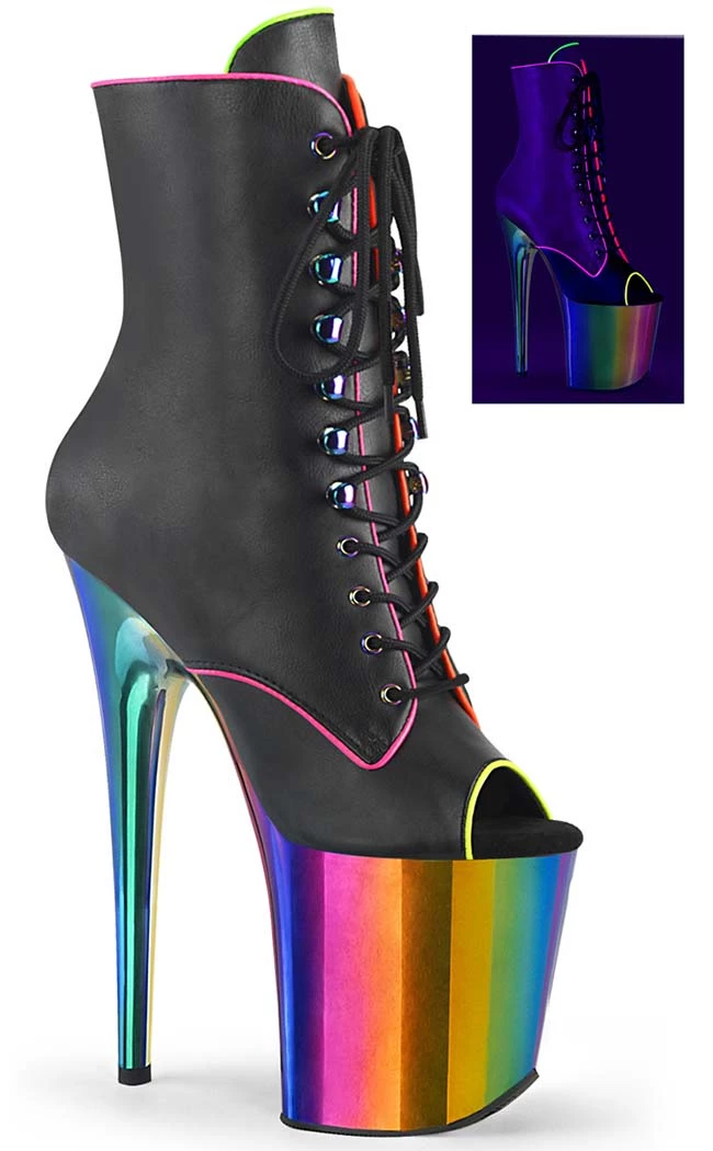 Pleaser Pole Shoes FLAMINGO-1021RC-02 Black Matte/Rainbow Chrome Boots 3 Pleaser Pole Shoes FLAMINGO-1021RC-02 Black Matte/Rainbow Chrome Boots