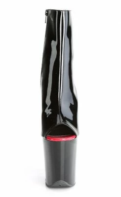 Pleaser FLAMINGO-1025 Black Red Corset Ankle Boots Pole Shoes