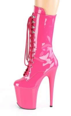 Pleaser FLAMINGO-1050 Hot Pink Patent Mid Calf Boots