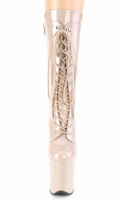 Pleaser Pole Shoes FLAMINGO-1050 Nude Patent Mid Calf Boots