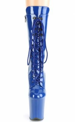 Pleaser Pole Shoes FLAMINGO-1050 Royal Blue Patent Mid Calf Boots