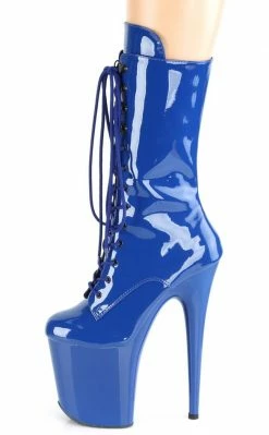 Pleaser Pole Shoes FLAMINGO-1050 Royal Blue Patent Mid Calf Boots